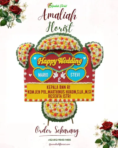 Karangan Papan Bunga Pernikahan di Wongaya Gede